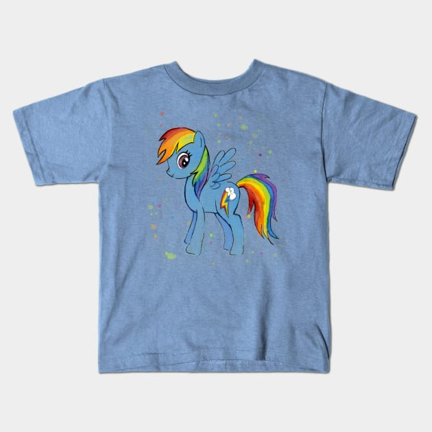 Rainbow Dash Watercolor Kids T-Shirt by Olechka